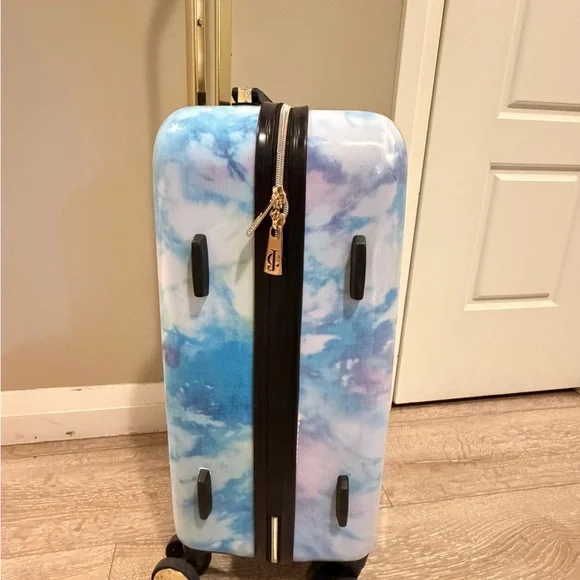 Juicy Couture Tie-Dye Hard Shell Carry-On in Blue and Pink with Gold Handle - Picture 3 of 9